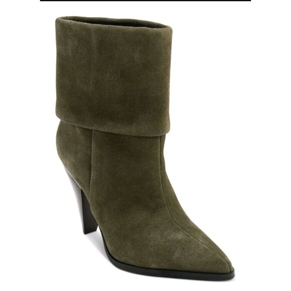 DKNY Womens Green Padded Cerise Pointed Toe Block Heel Leather Booties 8. (Ws331 - Picture 1 of 6